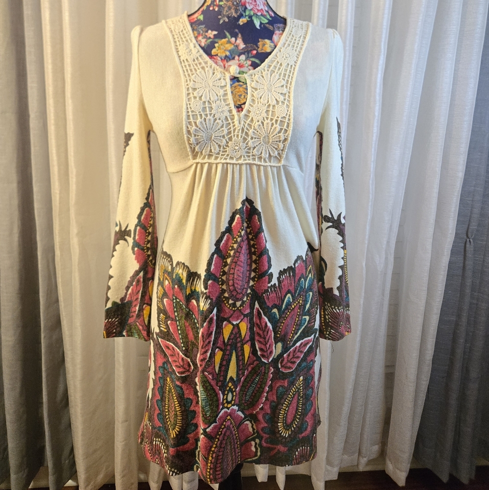 Bohemian Cream and Pink Dress
